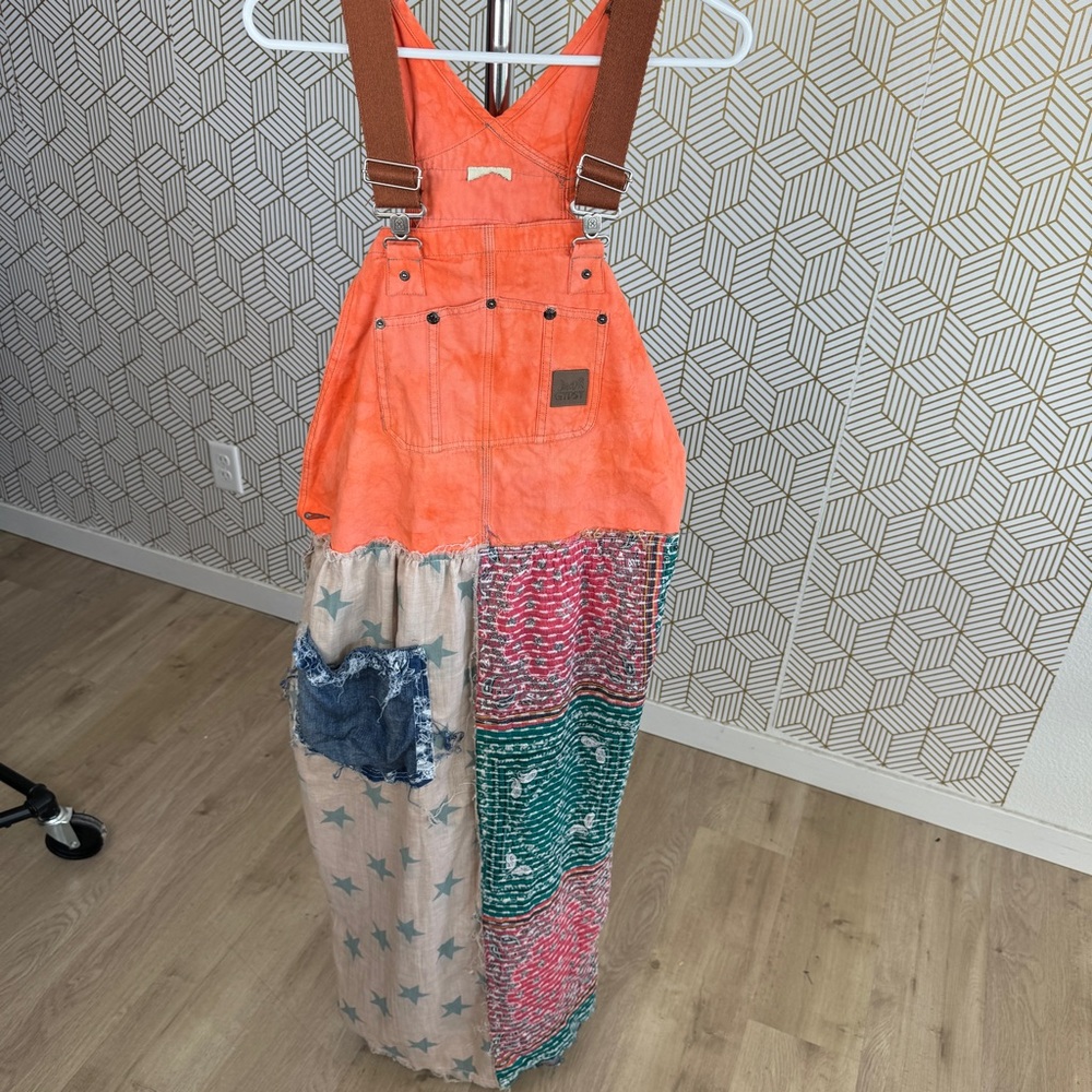 - JADED GYPSY Orange Overall Sunburst Dreams Patchwork Dress Made in the U…